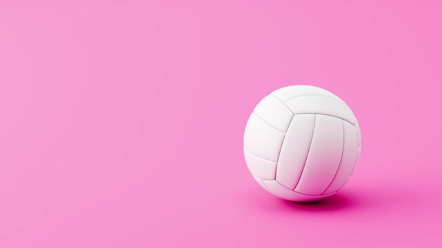 Volley Ball Rolling Slowly from Left and from Right and Stopping on Clean Purple Background with Copy Space