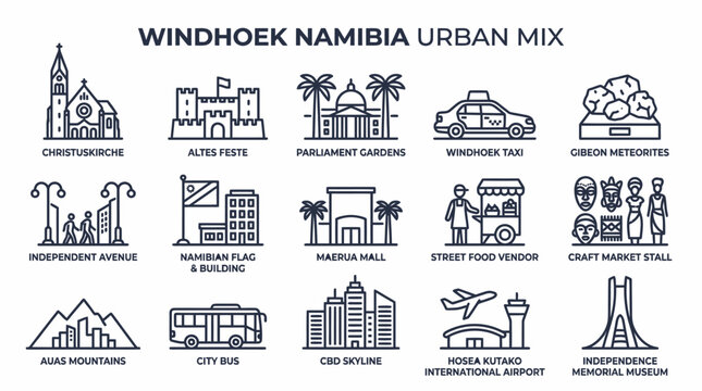 Windhoek Namibia Urban Mix Icons