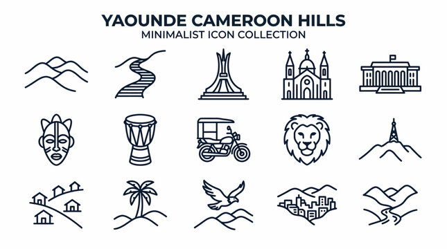 Yaounde Cameroon Hills Minimalist Icon Collection
