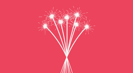 Sparklers Firework Display on Pink Background, Celebration, Party, Festive, Bright Sparks © DSetiya