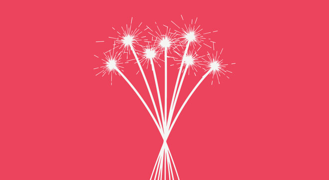 Sparklers Firework Display on Pink Background, Celebration, Party, Festive, Bright Sparks