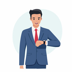 Obraz premium Man in Suit Checking Wristwatch