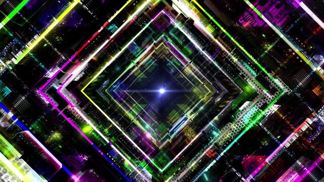 Abstract Futuristic Neon Tunnel