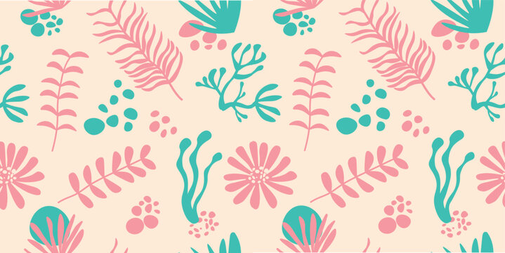Abstract Hand Drawn Botanical Seamless Pattern