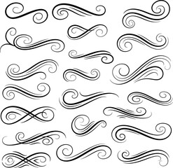 Fototapeta premium Collection of black decorative swirls and flourish elements with flourish