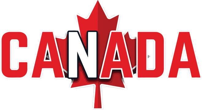 Vibrant canada wordmark with maple leaf graphic