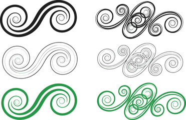Fototapeta premium Abstract Spiral Swirl Ornament Collection with Decorative Curved Line Patterns Vector Illustration Set for Graphic Design, Logo Elements and Modern Art