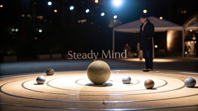 Artistic Representation of Solar System in Outdoor Exhibit at Night