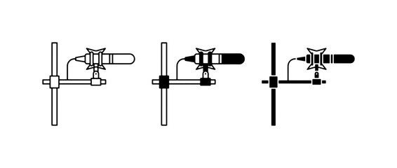 Microphone Stand Icons, Studio Recording Equipment Vector Graphics, Audio Broadcast Symbols © Ajadul
