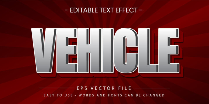Metallic Silver and Red 3D Text Effect VEHICLE for Automotive Design