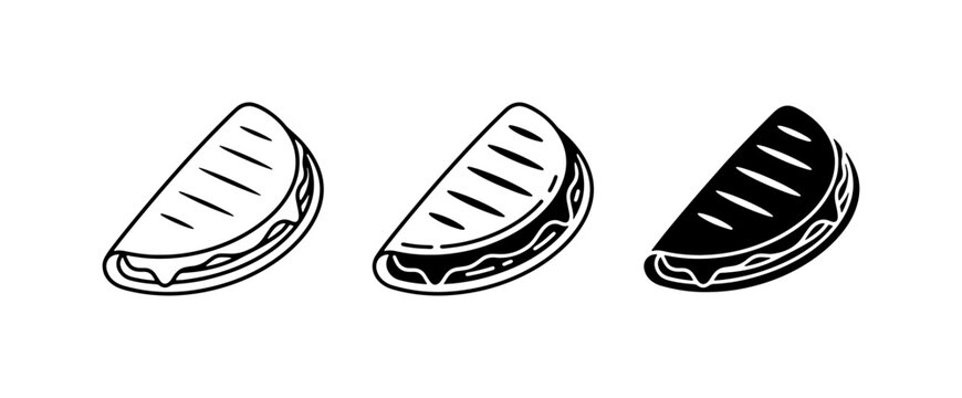 Grilled Sandwich Icons, Panini Vector Graphics, Toasted Bread Symbols for Food Service and Menu Design