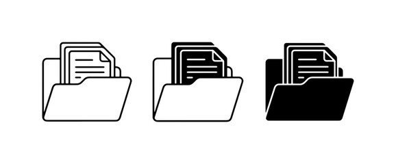Folder Icons Set, Document Organization, Data Storage, Archive Management, Information Filing, Business Records, Digital Assets, Vector Graphics © Ajadul