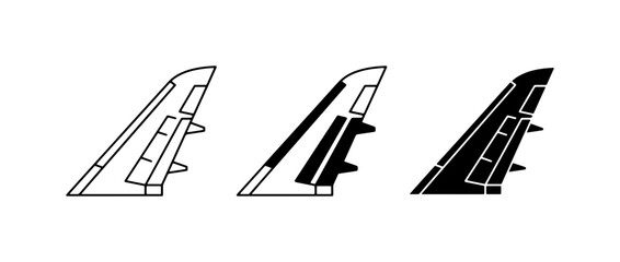 Airplane Tail Fin Icons, Aviation Vertical Stabilizer Vector Graphics, Aircraft Tail Wing Symbols © MmImran