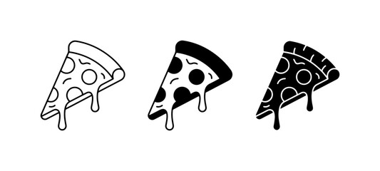 Fototapeta premium Pizza Slice Icons, Pepperoni Pizza Vector Graphics, Delicious Food Illustrations, Melted Cheese Design Elements, Italian Cuisine Symbols