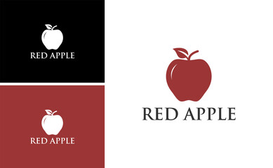 Obraz premium Minimal Red Apple Logo Design Vector for Organic Fruit Food Brand and Healthy Natural Business Identity