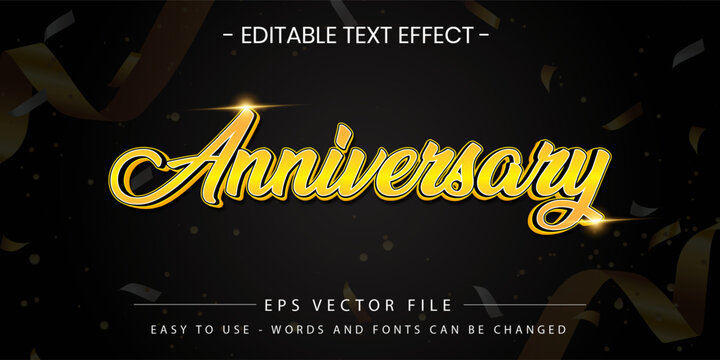 Elegant Golden Script 3D Text Effect Anniversary with Confetti