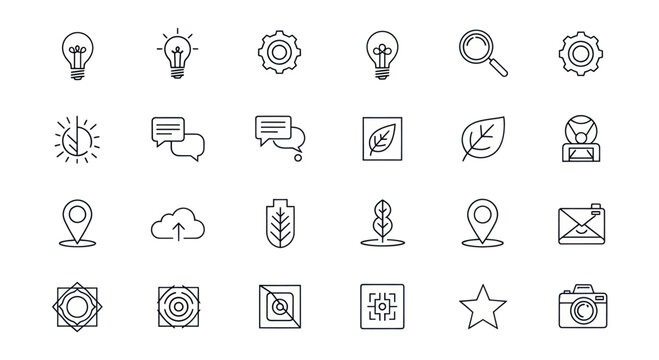 Set of modern line icons for web and mobile development, business, and technology
