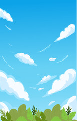 Fototapeta premium Open Blue Sky Nature Background With Green Ground