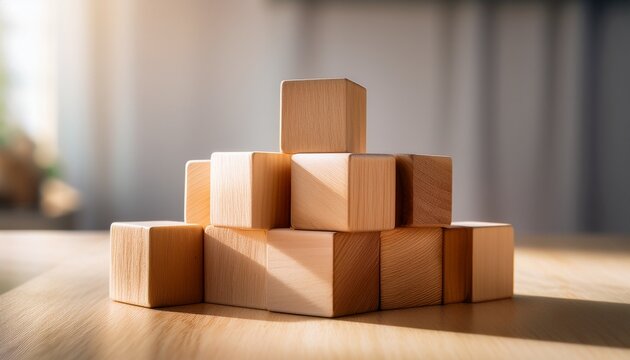 wooden cubes a stack of natural textured building blocks for creative play and design