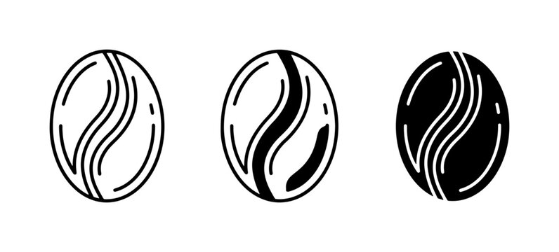 Coffee Bean Icons, Simple Vector Graphics for Beverage Brands, Cafes, and Food Packaging Design