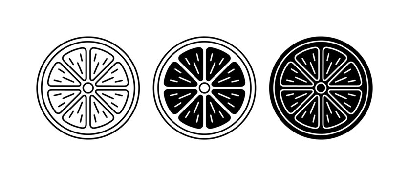 Citrus Slice Icons, Orange Fruit Vector Graphics, Lemon Wedge Illustrations, Refreshing Food Symbols, Zest and Juice Elements