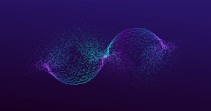 Infinity concept. Technology ai particles banner. Cosmos explosion big data background. Artificial Intelligence futuristic splash circles connect vector design. Eternity symbol.