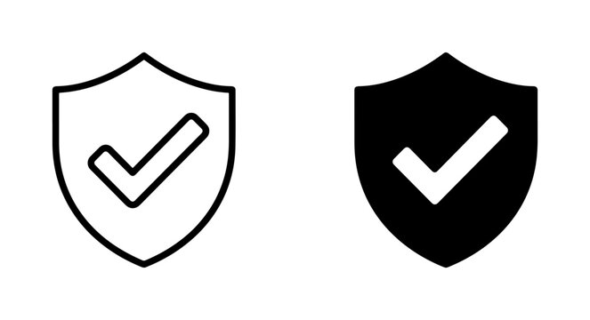 Security Shield Icons, Protection Checkmark Symbols, Safety Assurance Vector Graphics, Approved Status Badges