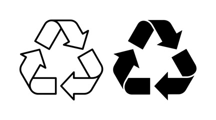 Obraz premium Recycling Symbol Icons, Circular Economy Arrows, Eco-Friendly Process Graphics, Sustainable Material Loop Vector Set