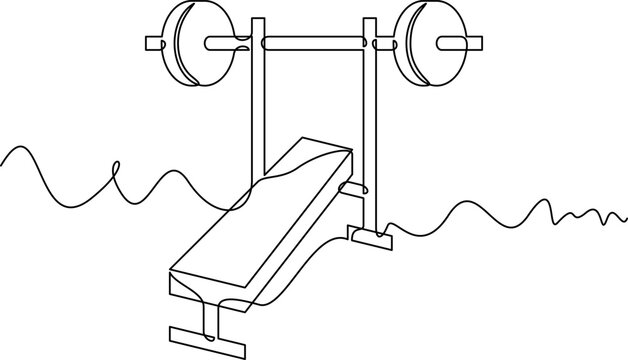 one line art Flat Bench Press  vector illustration. line art, one continuous line, simple, hand drawn and sketch style. for icons, symbols, signs or logos. PNG