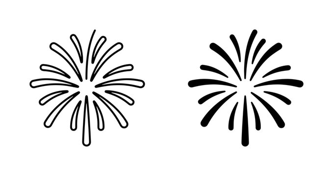 Simple Fireworks Icons, Stylized Explosions, Celebration Sparklers, Festive Burst Graphics, Minimalist Firework Embellishments, Vector Art for Holidays and Events