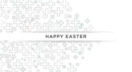 Fototapeta premium Happy Easter greeting card with pastel colored crosses on white background
