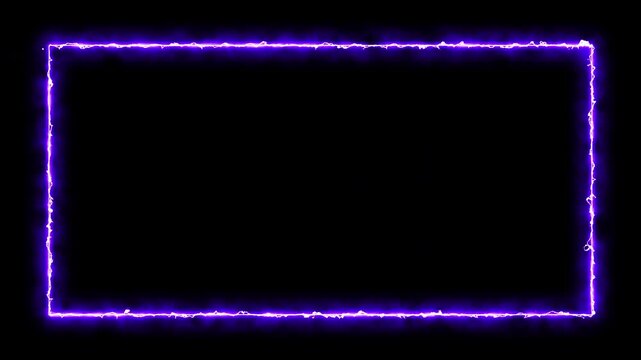neon square frame overlay line animation. Neon sign in rectangle shape. live streaming neon text frame animation. Glowing neon square rectangle picture frame icon animation.