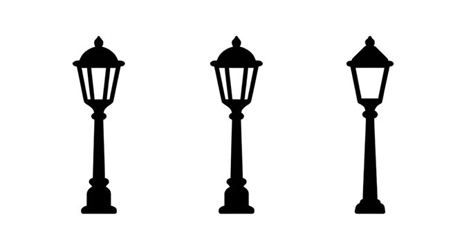 lamp, lamppost, streetlight, silhouette, black, ornate, vintage, classic, lantern, post, decorative, outdoor, lighting, antique, city, vector, simple