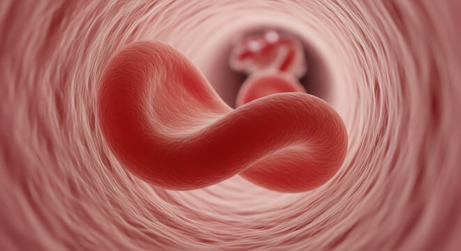 Detailed Illustration of Human Embryo Development Inside the Uterus.