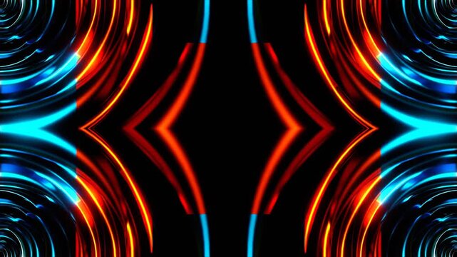 Cyan and Orange Floating Circles Kaleidoscope Background VJ Loop in 4K