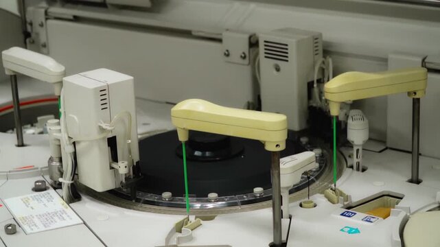 Selective focus of laboratory equipment being set in well supplied hospital