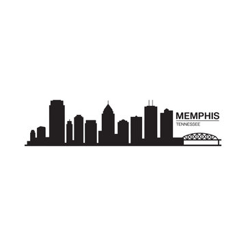 memphis tennessee skyline silhouette with bridge on white background