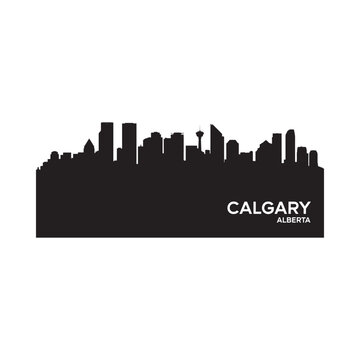 calgary skyline silhouette on white background with city name