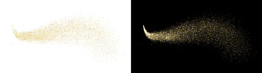 PNG image of Shiny golden dust particles swirling in a magical trail of glittering light effects isolated for design on transparent background © MariaAlam