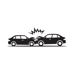 Naklejka premium Car crash silhouette on white background two vehicles colliding