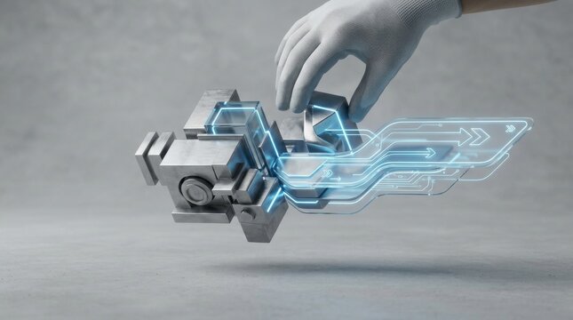 Hand holding a robot symbolizing human interaction and reshaping systems in modern technology and innovation