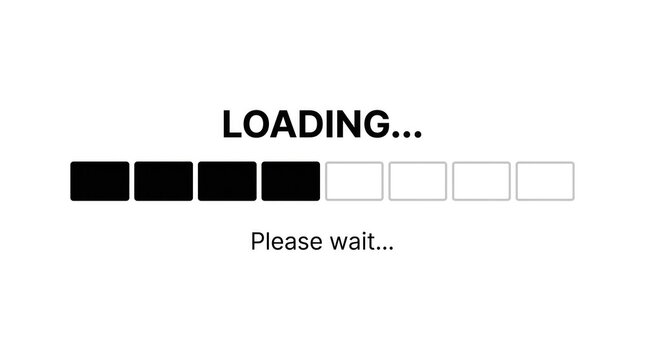 loading progress bar on digital screen with please wait message