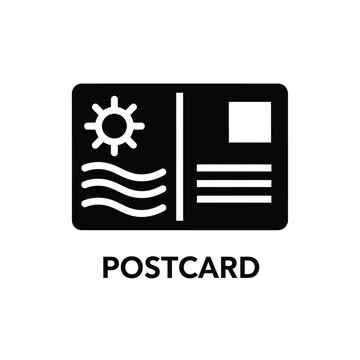 postcard icon with sun and waves solid black glyph design on a white background high quality professional detailed modern elegant