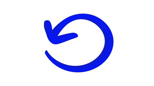 Animated curved arrow drawing an open circle path. Circular motion graphics on white background, refresh symbol, isolated element