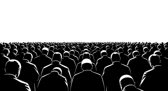 eid Icon Crowd, people silhouettes, faceless mass, black and white vector isolated on White Background vactor EPS