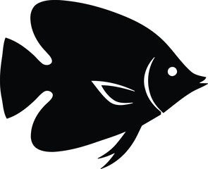 Fototapeta premium Pointed Fin Fish Silhouette Vector Illustration - Tropical Sea Life and Aquarium Decor Icon Isolated on White Background for Branding