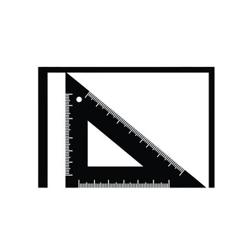 black silhouette of a set square and ruler against a white background drafting tools high quality professional detailed modern elegant