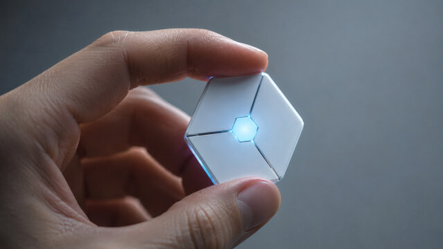 Hand Holding Minimalist Solid-State Battery