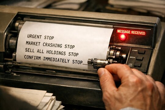 Urgent Market Crash Alert on Vintage Teletype Machine