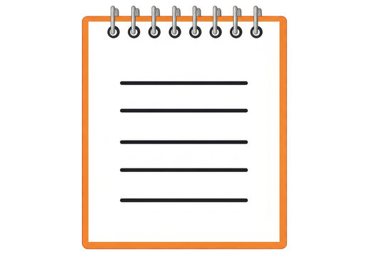 Orange spiral notebook with lined paper isolated on transparent background, png